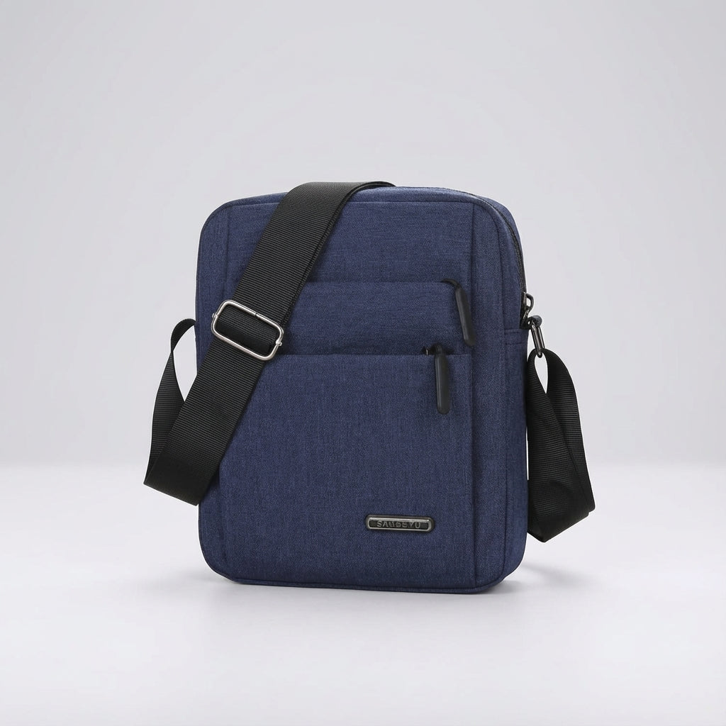 Person wearing a versatile unisex waterproof sling bag, GuardSatchel, ideal for daily commutes or travel.