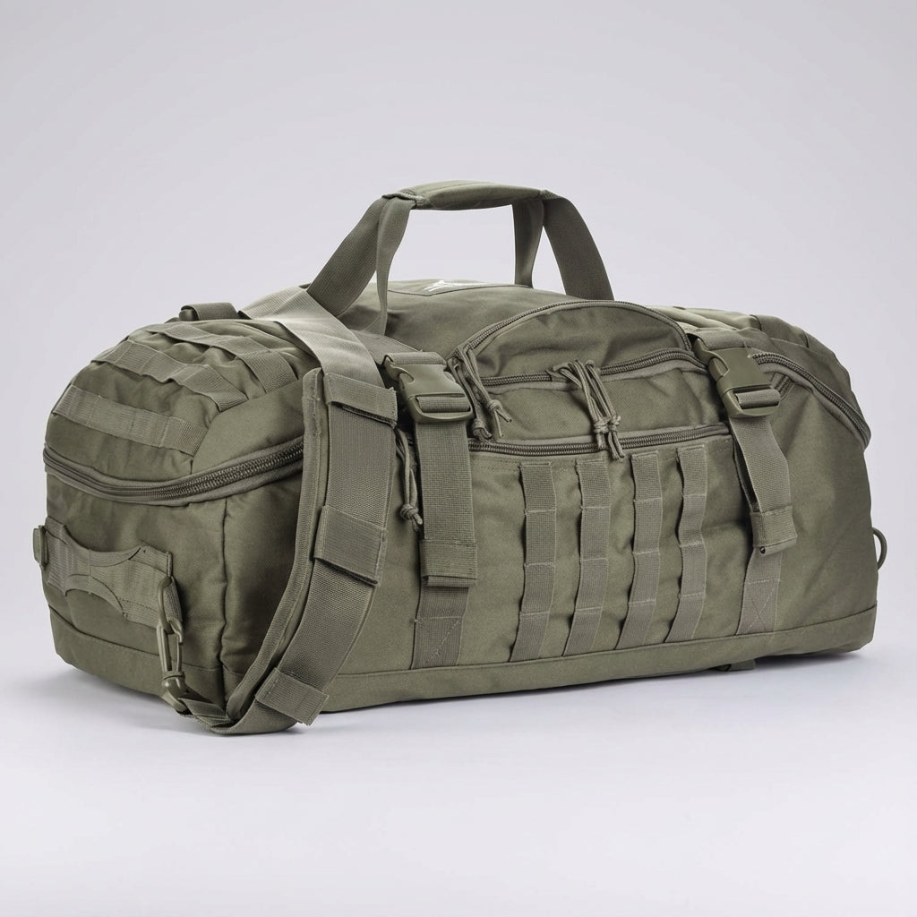 Versatile waterproof duffel bag for travel, gym, or adventure gear. Durable & tactical.