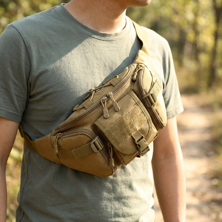 Unisex waterproof tactical hip bag for outdoor adventures, hiking, and travel.