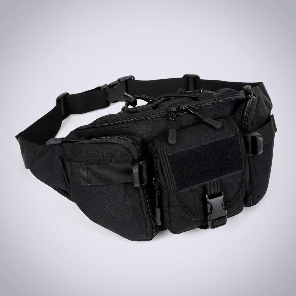 Compact waterproof tactical hip bag, perfect for hiking, camping, and daily outdoor use.