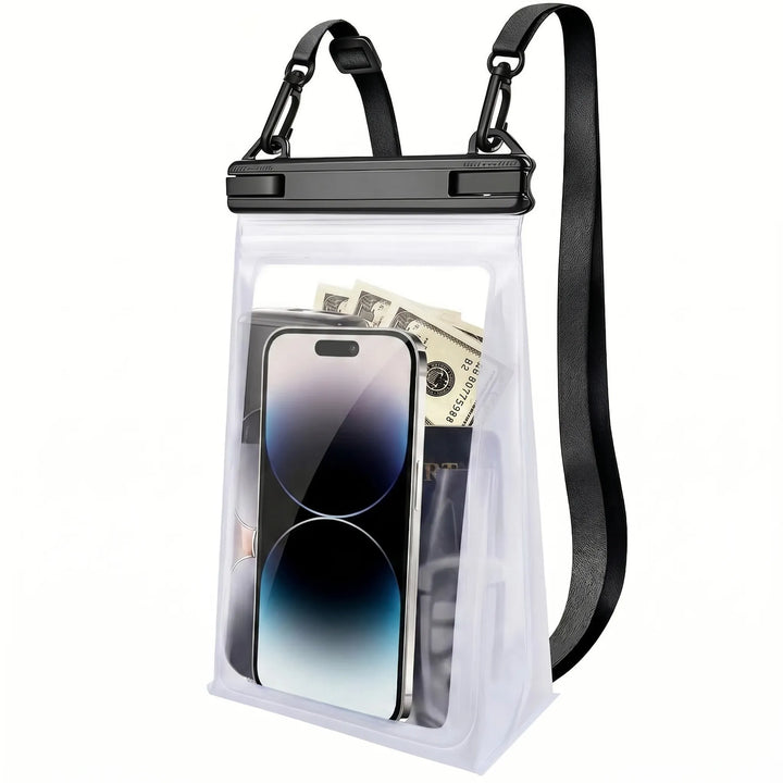 Touchscreen waterproof phone pouch. A dry bag for essentials, great for beach, travel, & water sports.