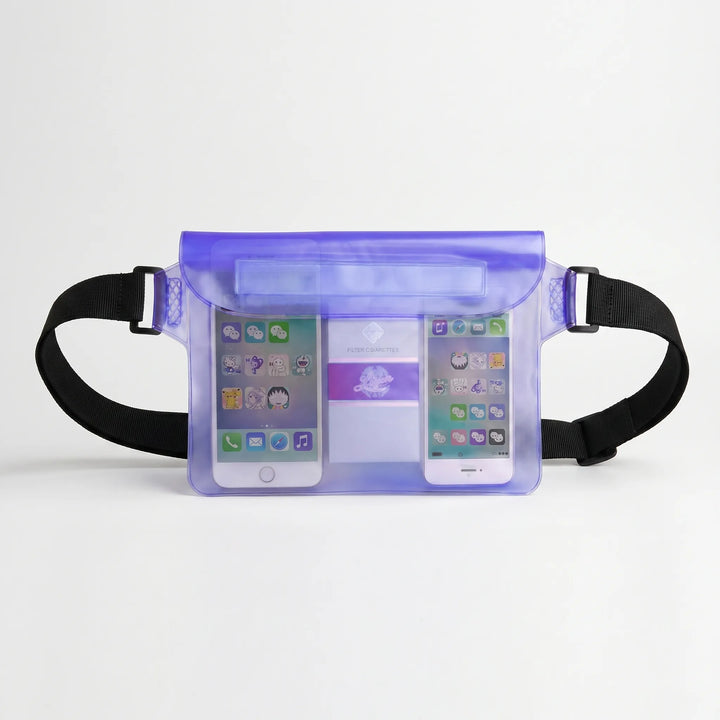 Clear waterproof fanny pack for beach & water sports. Protects phone & valuables, easy access.