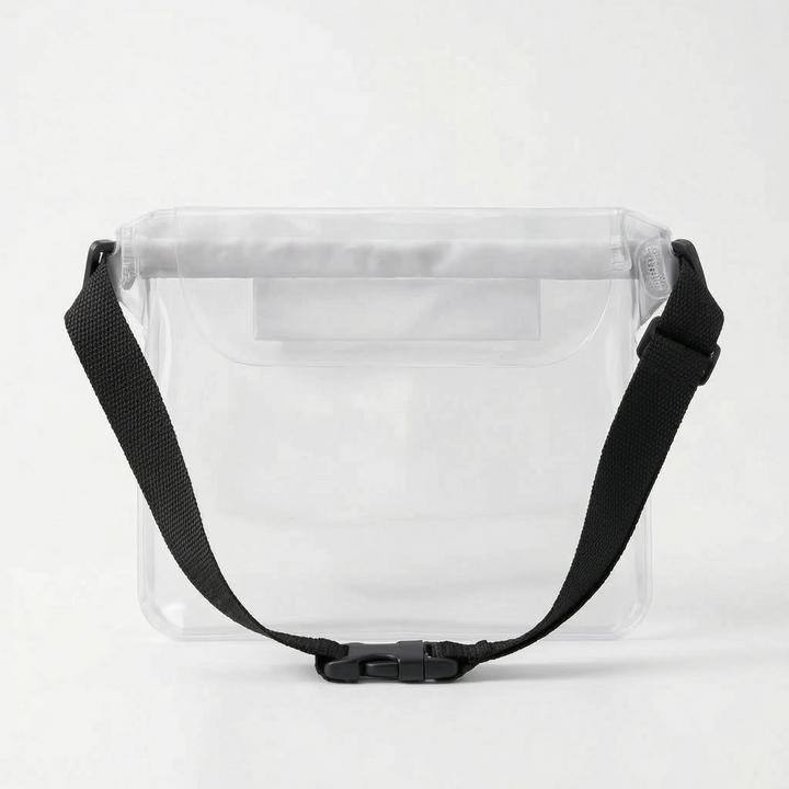 Secure waterproof waist pack for water sports & swimming. See contents at a glance, protects valuables.