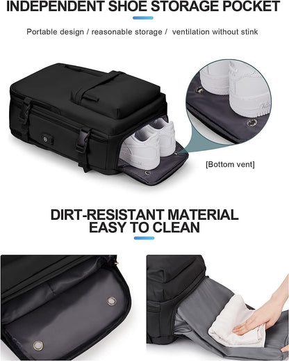 Black unisex work bag with built-in USB port & secure anti-theft design, perfect for work or travel.