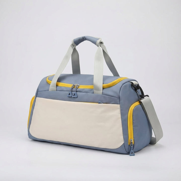Durable waterproof unisex duffel bag for weekend travel, gym, or carry-on. Features separate shoe compartment.