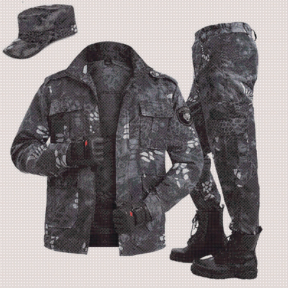 Unisex waterproof windproof fishing clothing set, grey with black accents, ideal for outdoor fishing & camping.