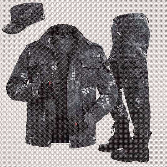 Unisex waterproof windproof fishing clothing set, grey with black accents, ideal for outdoor fishing & camping.