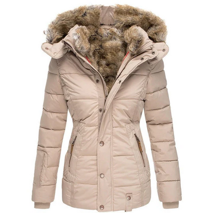 Warm unisex winter jacket with both button & zipper closures, ideal for everyday wear or outdoor cold weather.