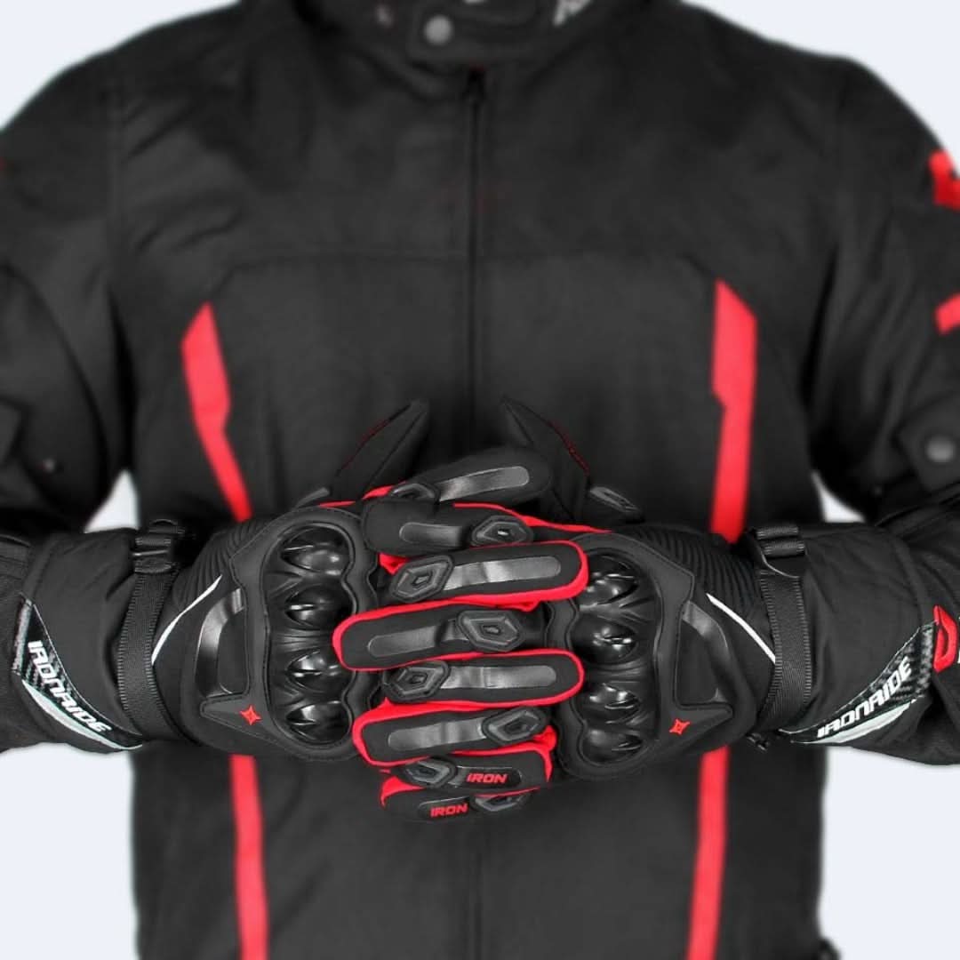 Unisex waterproof winter motorcycle gloves for cold weather riding. Warm, insulated, and protective gear.