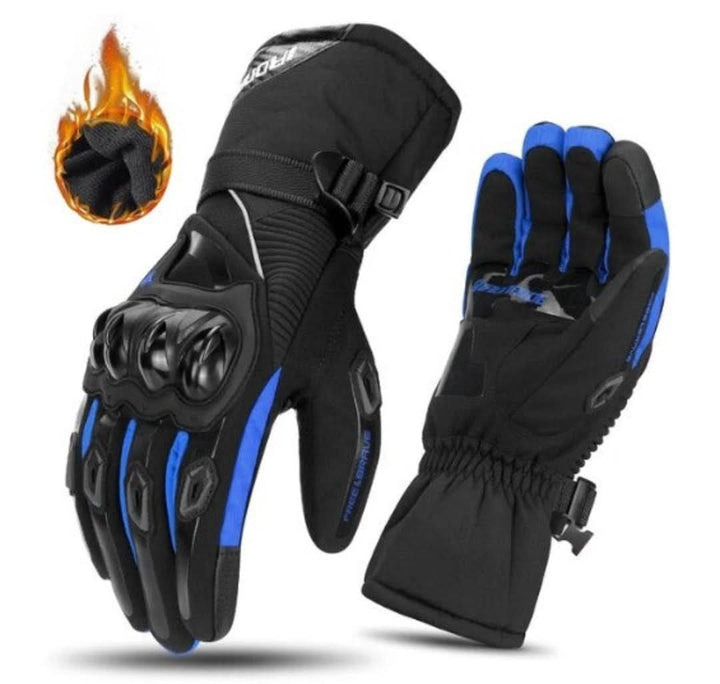 Biker-approved waterproof winter gloves. Offers superior warmth and protection for cold weather motorcycle rides.
