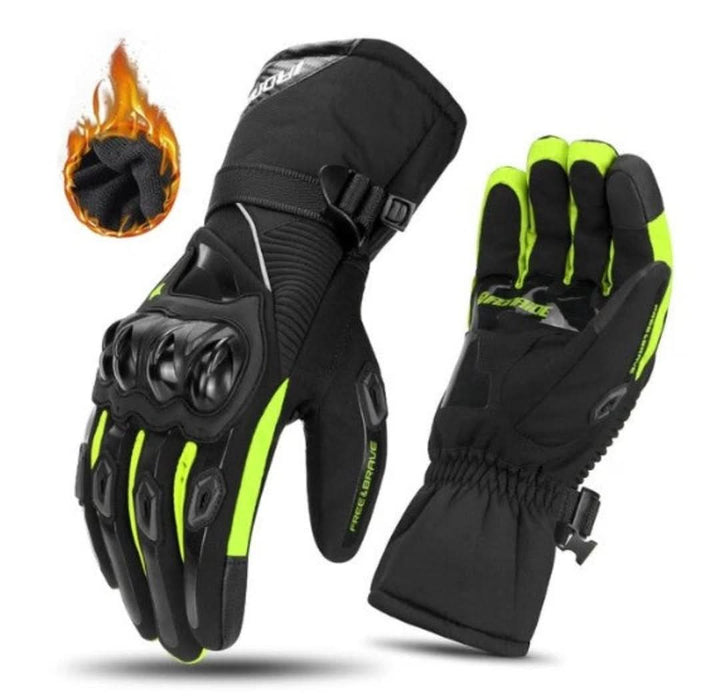 All-weather protective motorcycle gloves. Waterproof & warm for winter rides, designed for cold weather conditions.