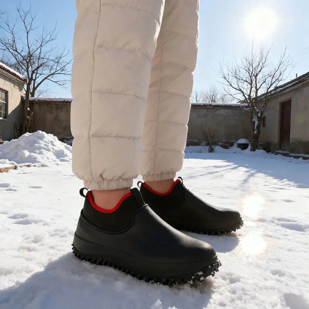 Comfortable slip-on unisex work shoes, waterproof and slip-resistant for easy wear & reliable grip.