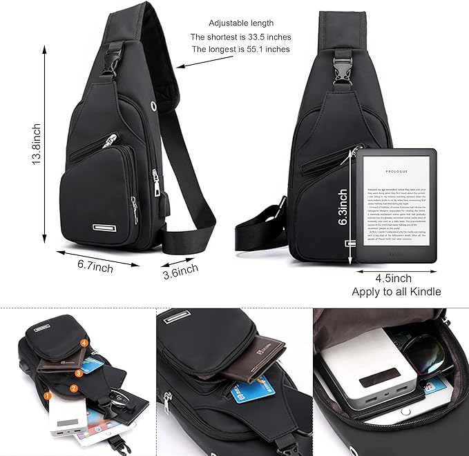 Person wearing the unisex WaveSling waterproof sling bag securely across their chest.