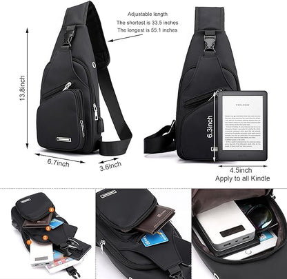 Person wearing the unisex WaveSling waterproof sling bag securely across their chest.