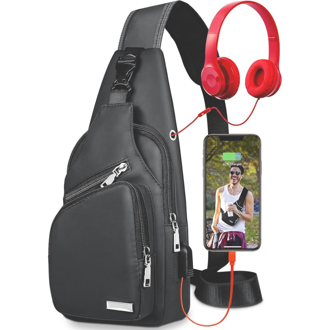 Front view of the WaveSling waterproof crossbody bag for travel and daily carry.