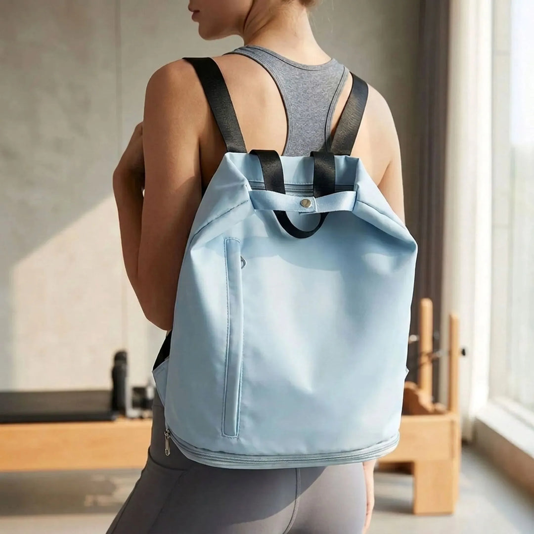 Unisex wet & dry travel sports backpack, ideal for gym, swimming, or everyday essentials.