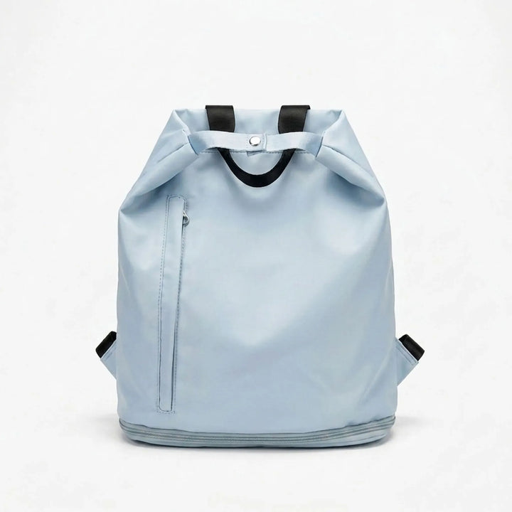 Durable waterproof polyester wet & dry sports backpack, perfect for fitness gear & swim essentials.