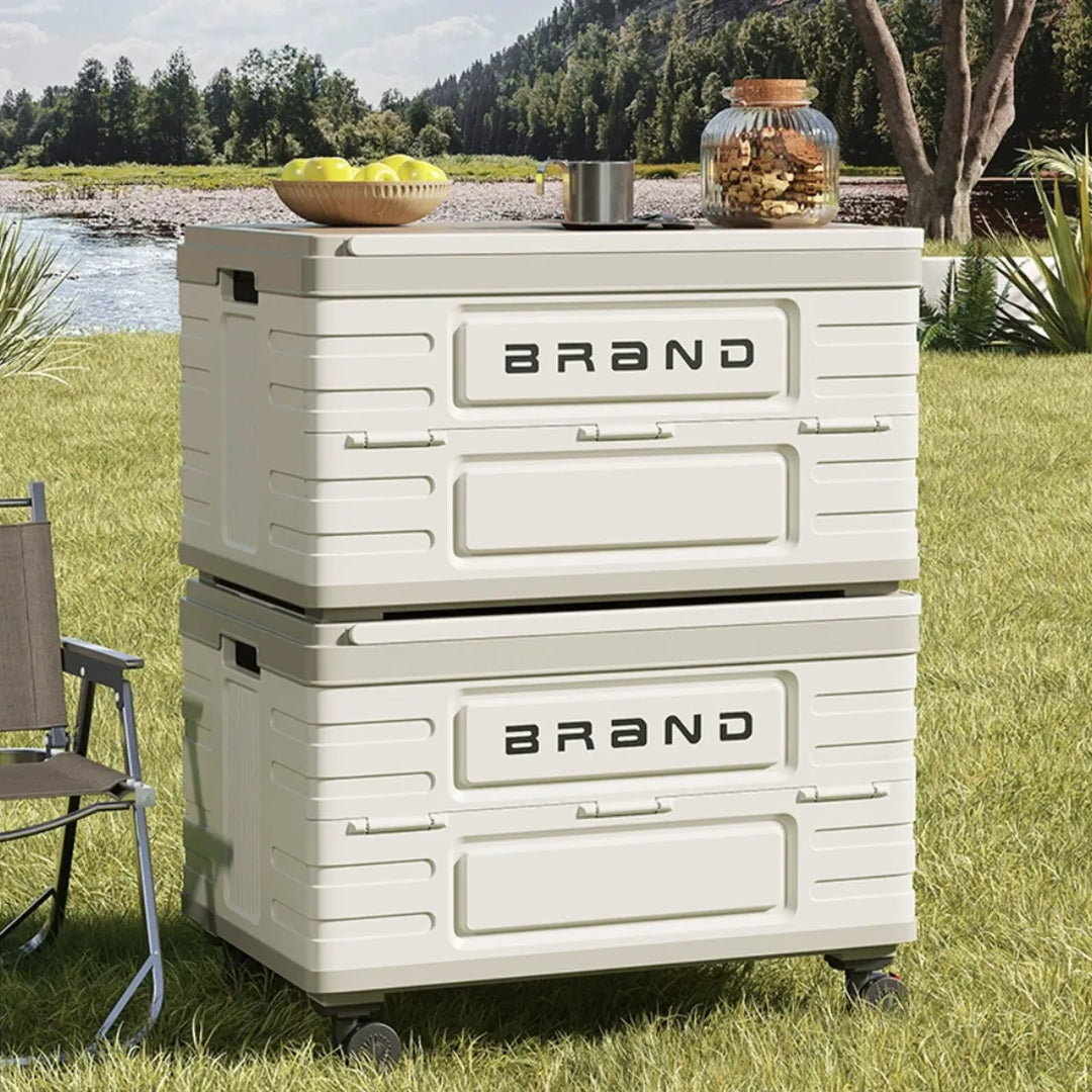 Versatile wheeled collapsible storage box for outdoor use, tailgating & general organization