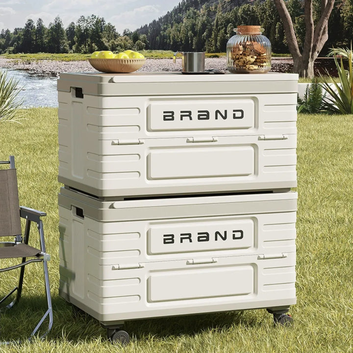 Versatile wheeled collapsible storage box for outdoor use, tailgating & general organization