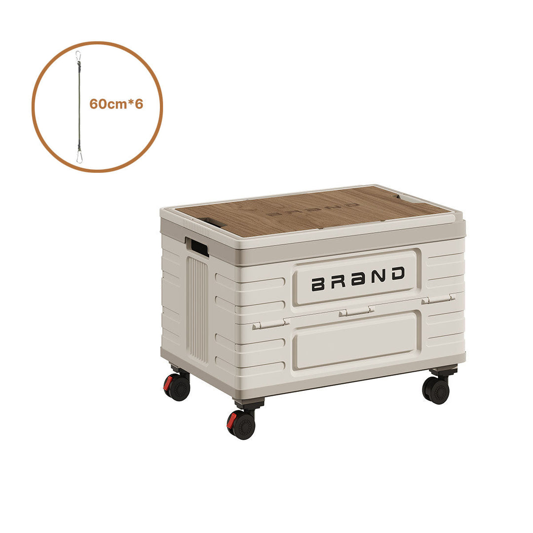 Foldable wheeled storage box, perfect for space-saving organization of camping and outdoor items