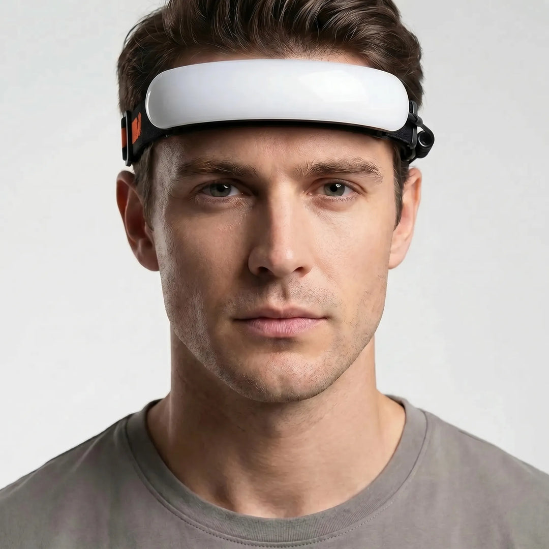 Powerful COB LED wide-beam headlamp, rechargeable, essential gear for camping, hiking, and all outdoor enthusiasts.