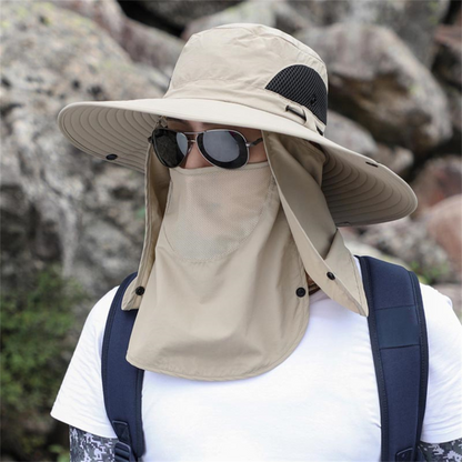 Unisex wide brim fishing hat for sun protection, breathable & quick-dry outdoor adventures.