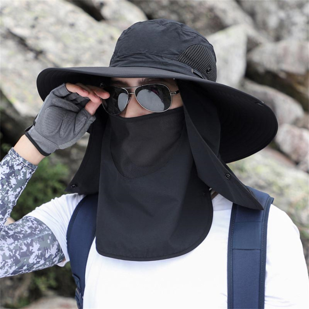 Breathable unisex boonie hat with wide brim offers UPF 50+ UV sun protection for fishing & hiking.