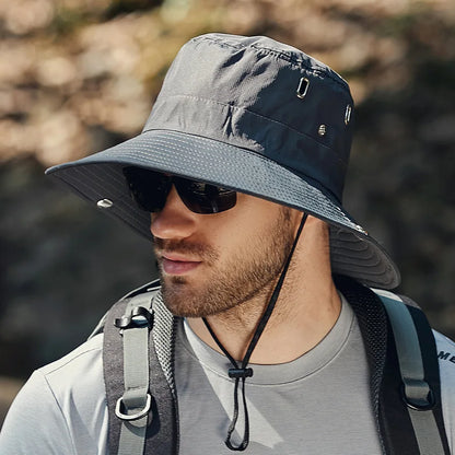 Breathable wide brim sun hat for women & men, comfortable for all outdoor activities, UV protective.