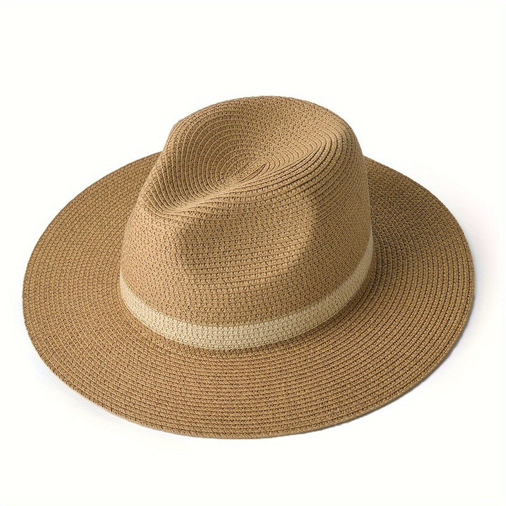 Unisex wide brim sun hat offering stylish UV protection, perfect for summer.
