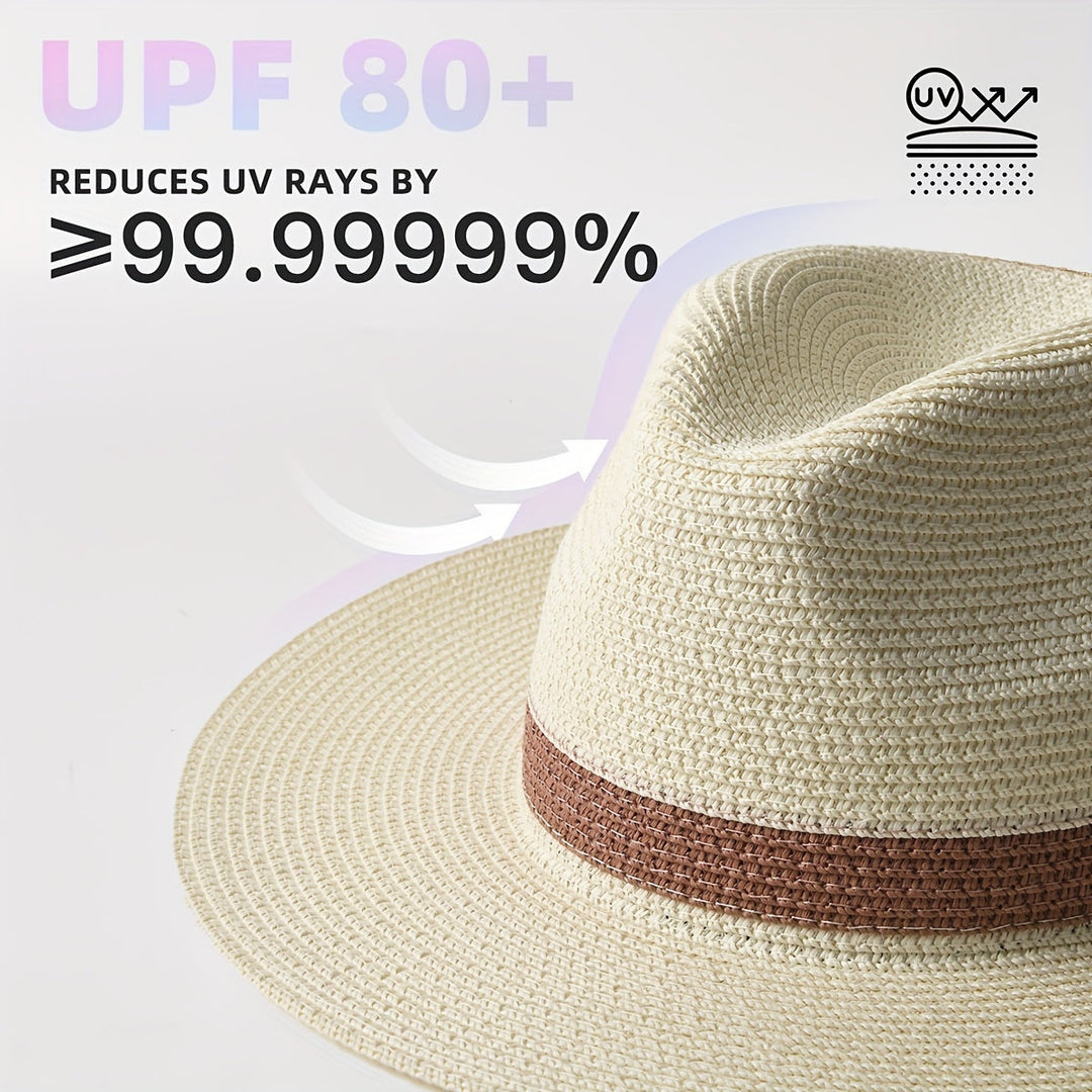 Classic unisex wide brim sun hat, offering stylish UV protection and comfort.