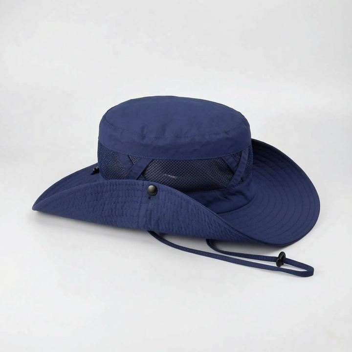 Ventilated wide brim fishing hat for sun protection. Lightweight and comfortable for all outdoor adventures.