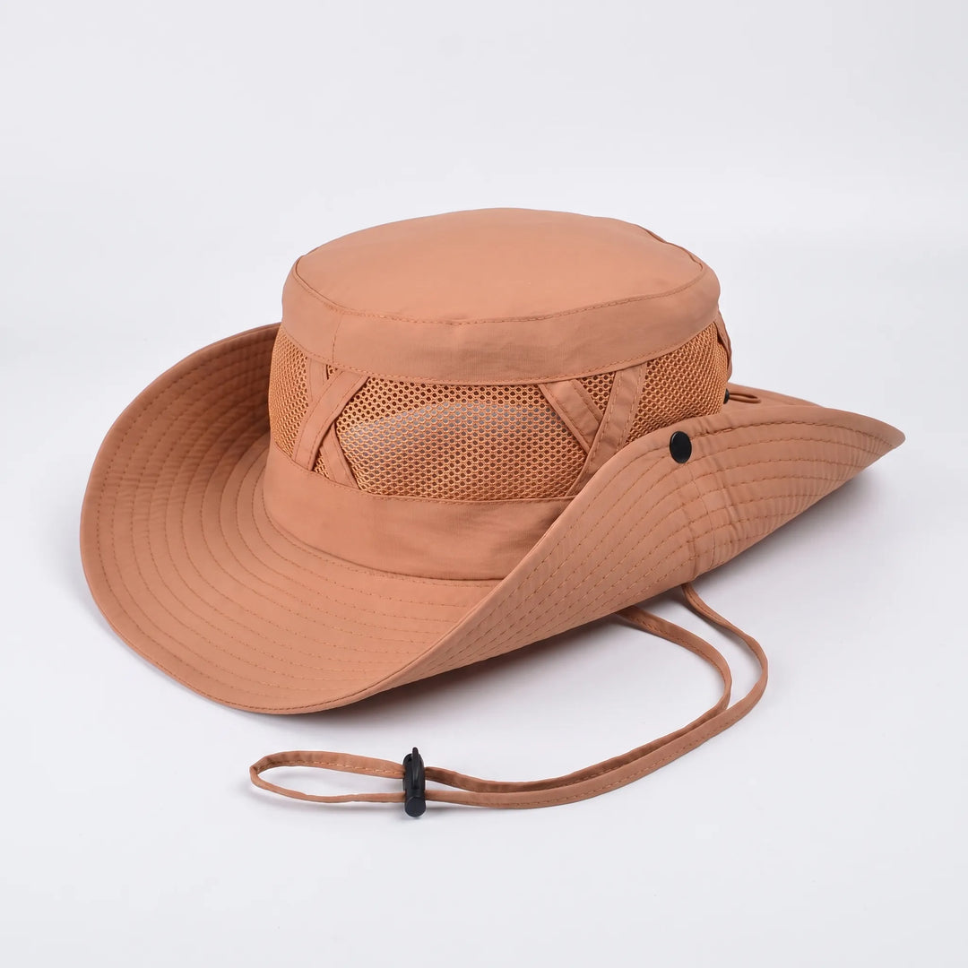 Unisex outdoor bucket hat for sun protection during fishing, hiking, and beach trips. Wide brim.