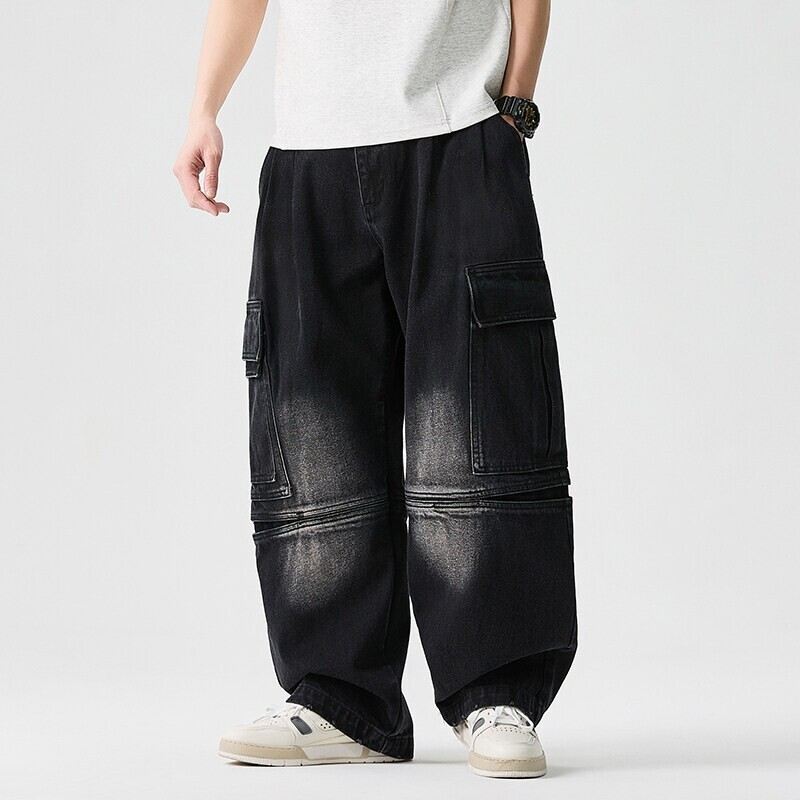 Casual unisex denim trousers, wide-leg design for effortless style & comfort.