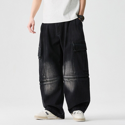 Casual unisex denim trousers, wide-leg design for effortless style & comfort.