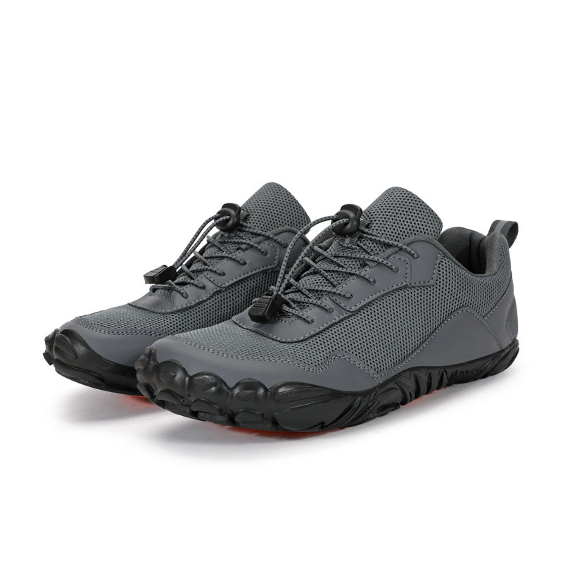 Unisex trail shoes: wide toe box, orthopedic support, natural fit for comfortable outdoor adventures.