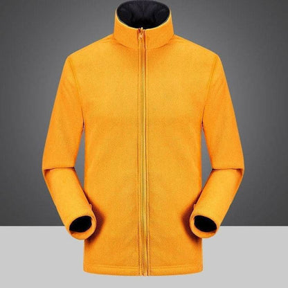 Warm unisex 3-in-1 winter coat for mountaineering and hiking, black, with fleece lining, front view.