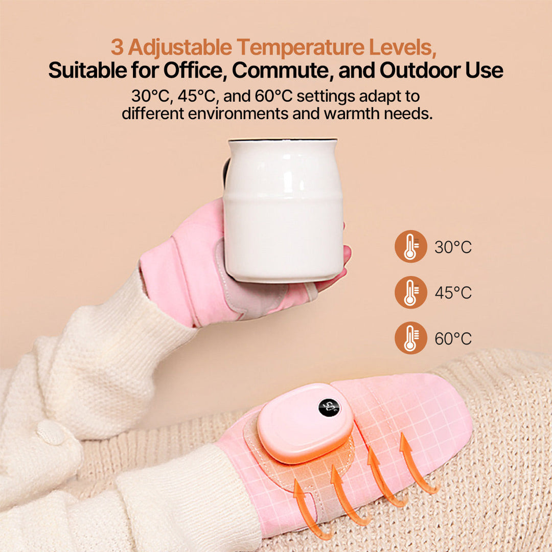 Close-up of a heated cycling glove with touchscreen fingertip, ideal for cold weather.
