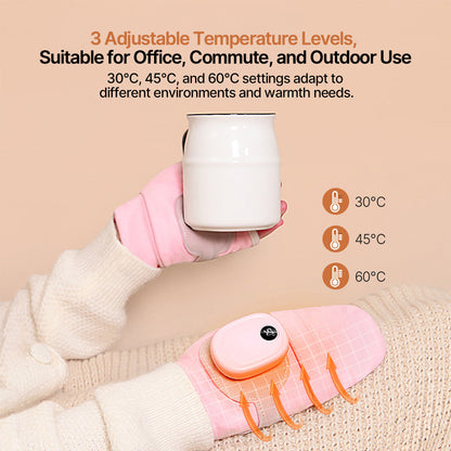 Close-up of a heated cycling glove with touchscreen fingertip, ideal for cold weather.