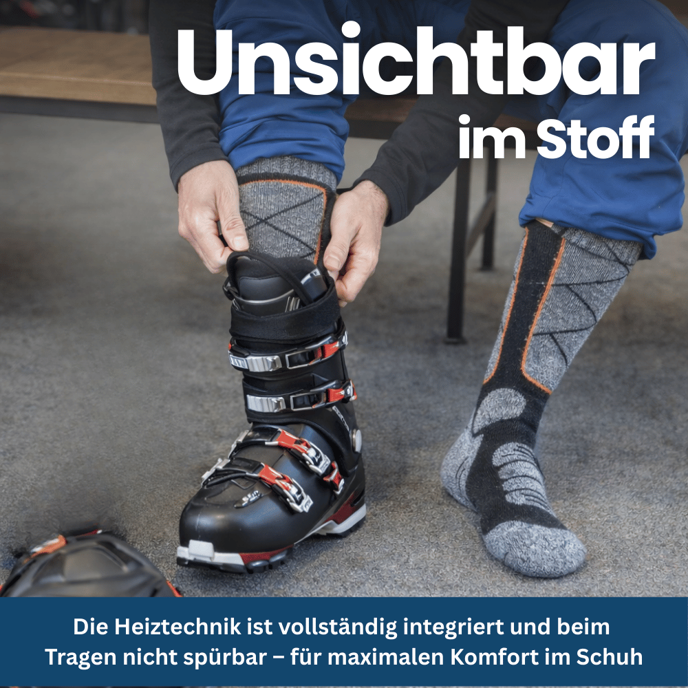 Unisex heated winter socks, complete with a compact power bank, offering comfort in freezing temperatures.
