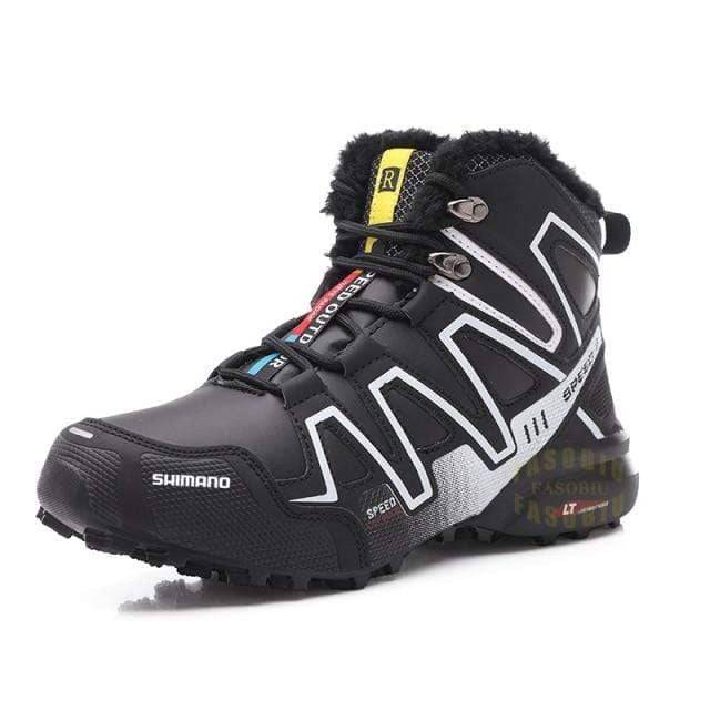 Fleece-lined leather hiking sneakers, unisex, designed for warmth and comfort in winter fishing apparel