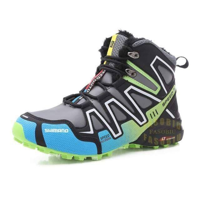 Outdoor footwear: warm lined unisex winter leather sneakers, durable and perfect for cold-weather hiking