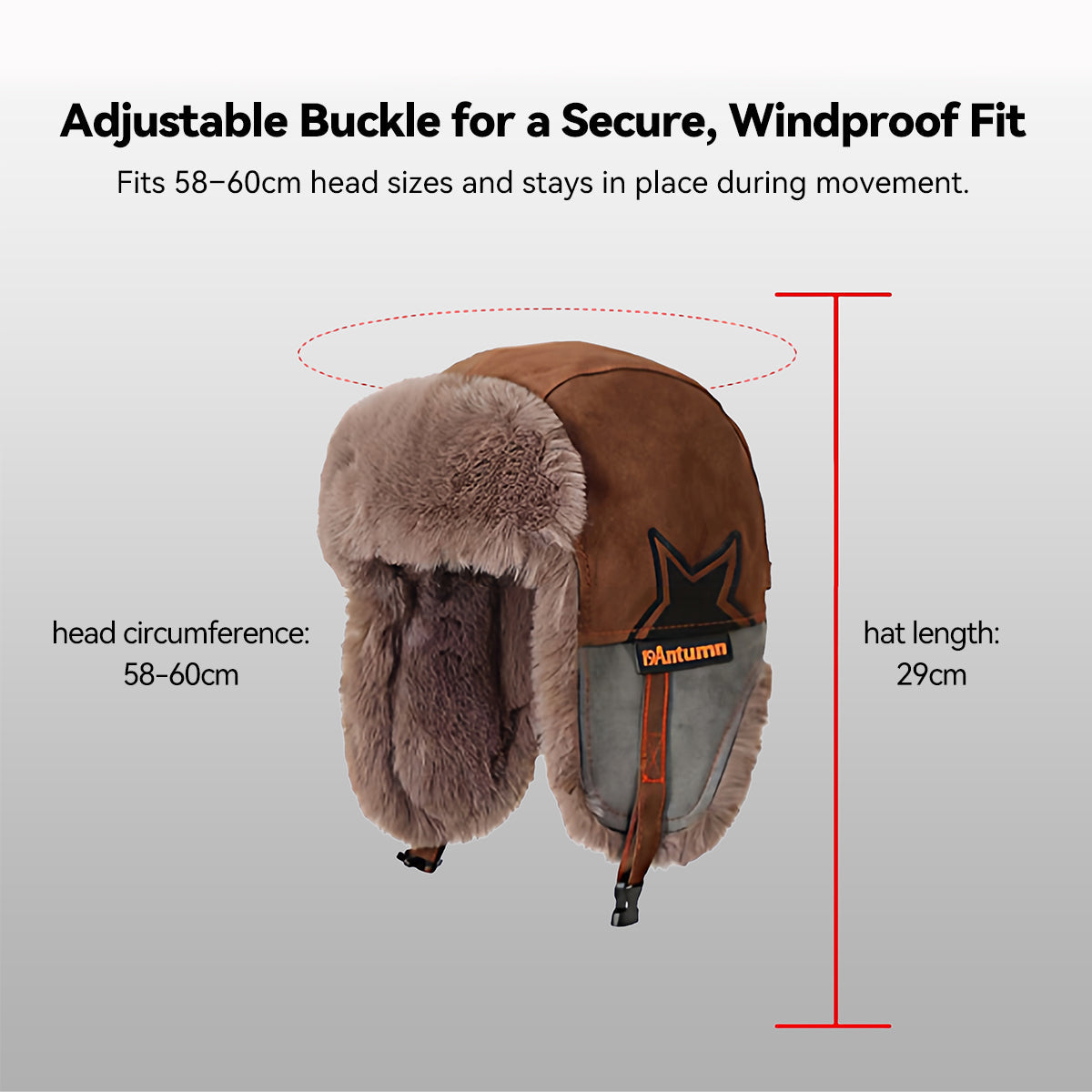 Close-up of a warm trapper hat with soft faux fur lining and ear flaps