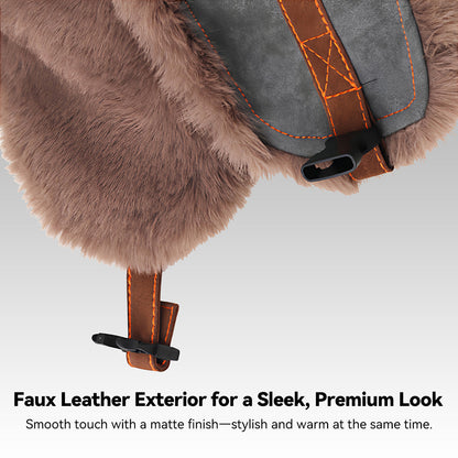 Unisex black trapper hat providing ultimate warmth and cold weather protection