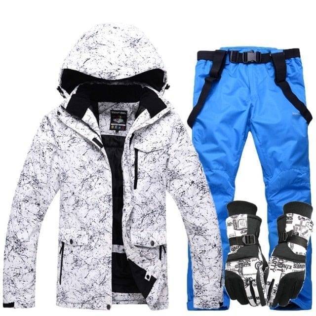 Unisex ski suit with snow-proof cuffs, hooded, warm winter outdoor gear for snowboarding