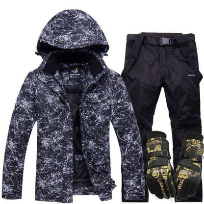 Unisex ski suit with adjustable waist, hooded and waterproof, ideal warm winter apparel