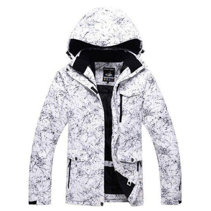 Close-up of hooded waterproof ski jacket, unisex design, warm winter apparel, snowboard ready