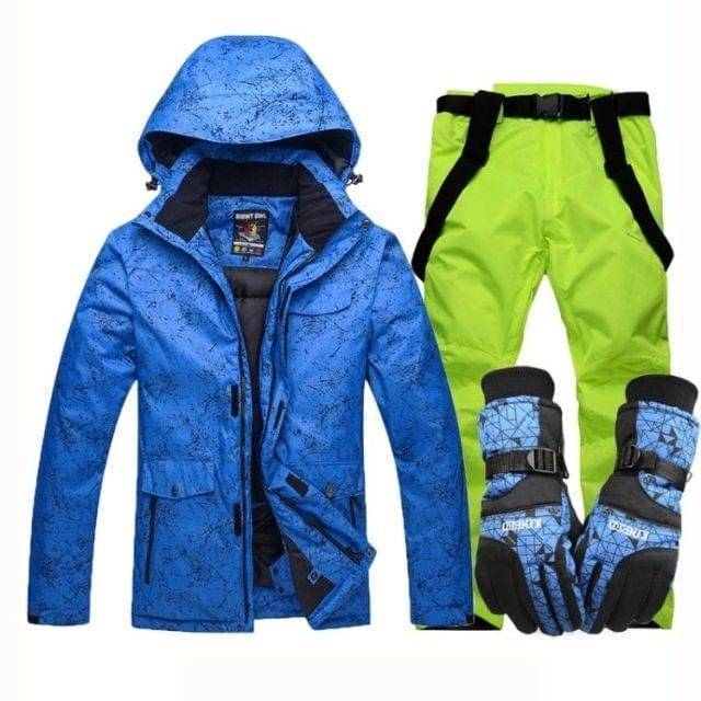 Pair of hands adjusting the hood of a unisex waterproof ski suit, warm winter outdoor gear