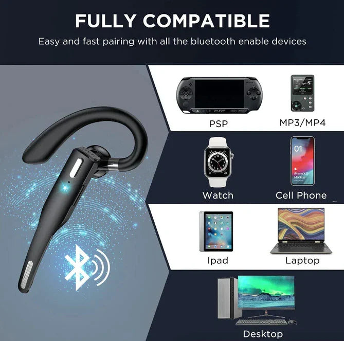 Advanced wireless Bluetooth headset, dual mic & noise cancellation for superior hands-free voice calls and conferencing.