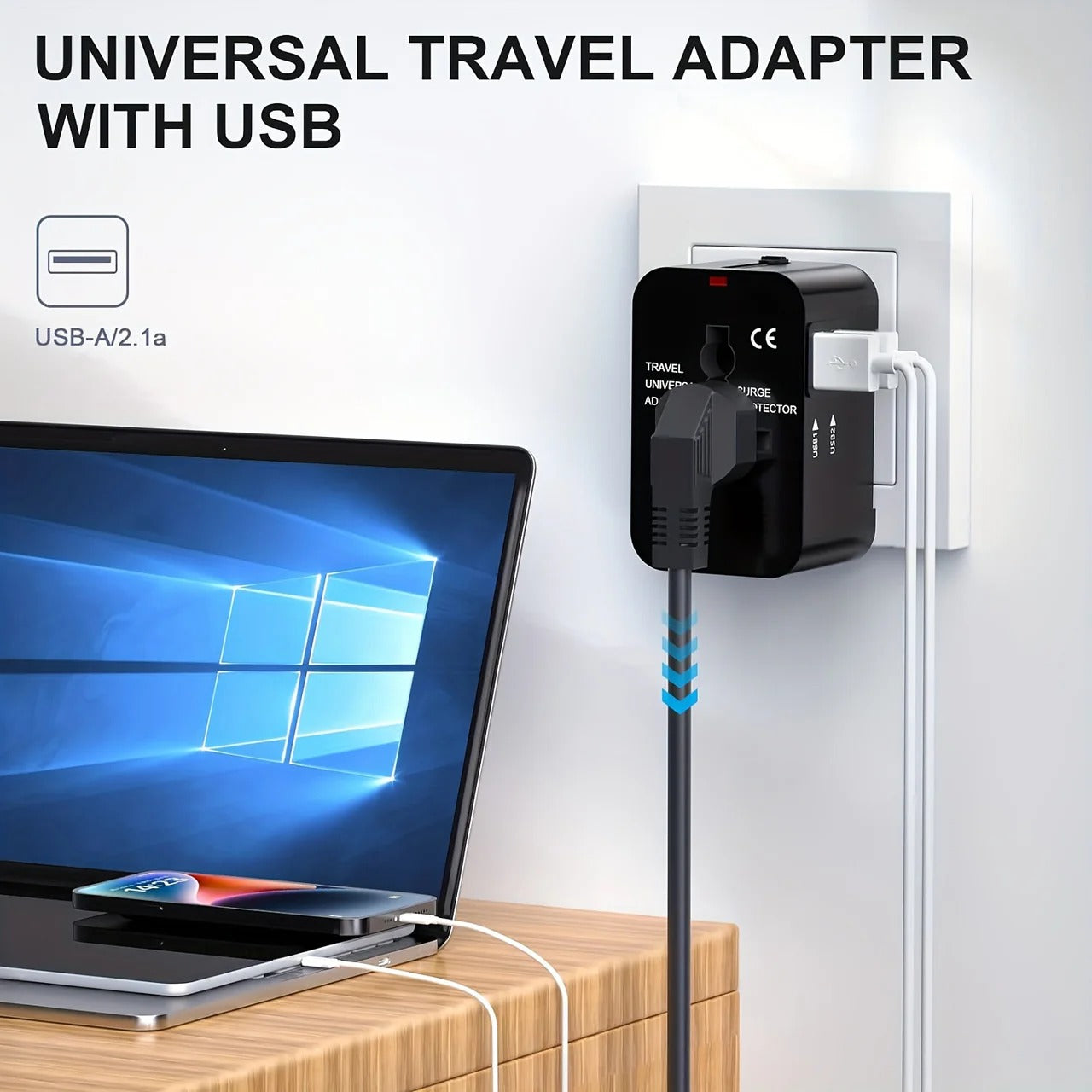 Highly compatible worldwide travel adapter with dual USB ports. Power converter for all travel gadgets globally.