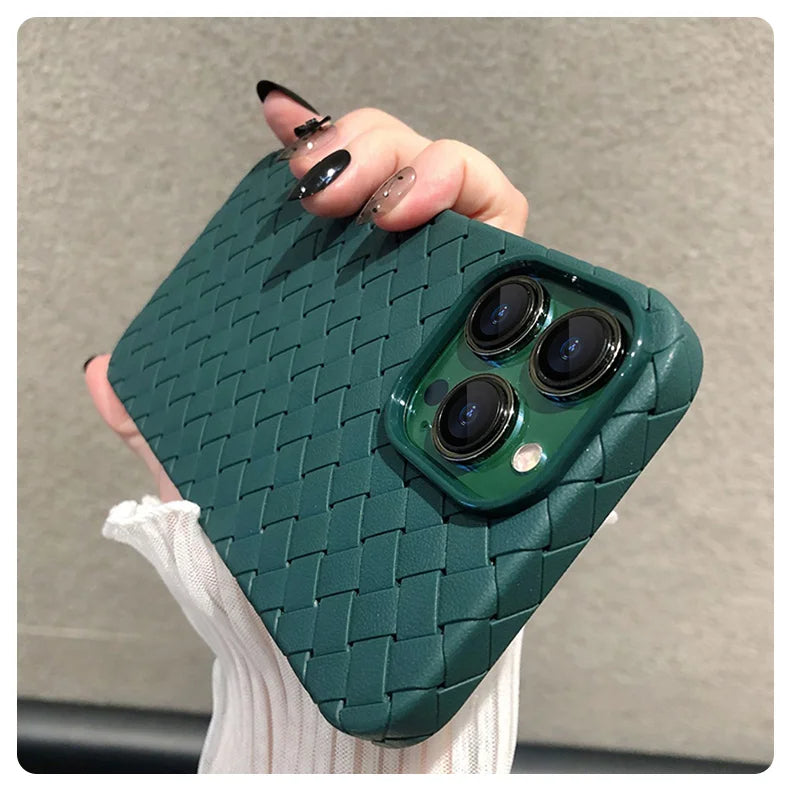 Shockproof & protective iPhone case with woven texture. Slim, anti-slip TPU design ensures ultimate phone protection.